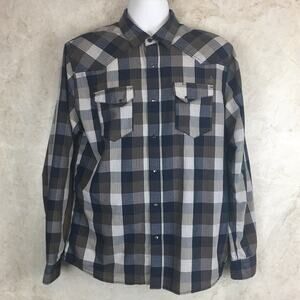 Volcom Men's Workwear Long Sleeve Plaid Shirt with Snap-Buttons Size L